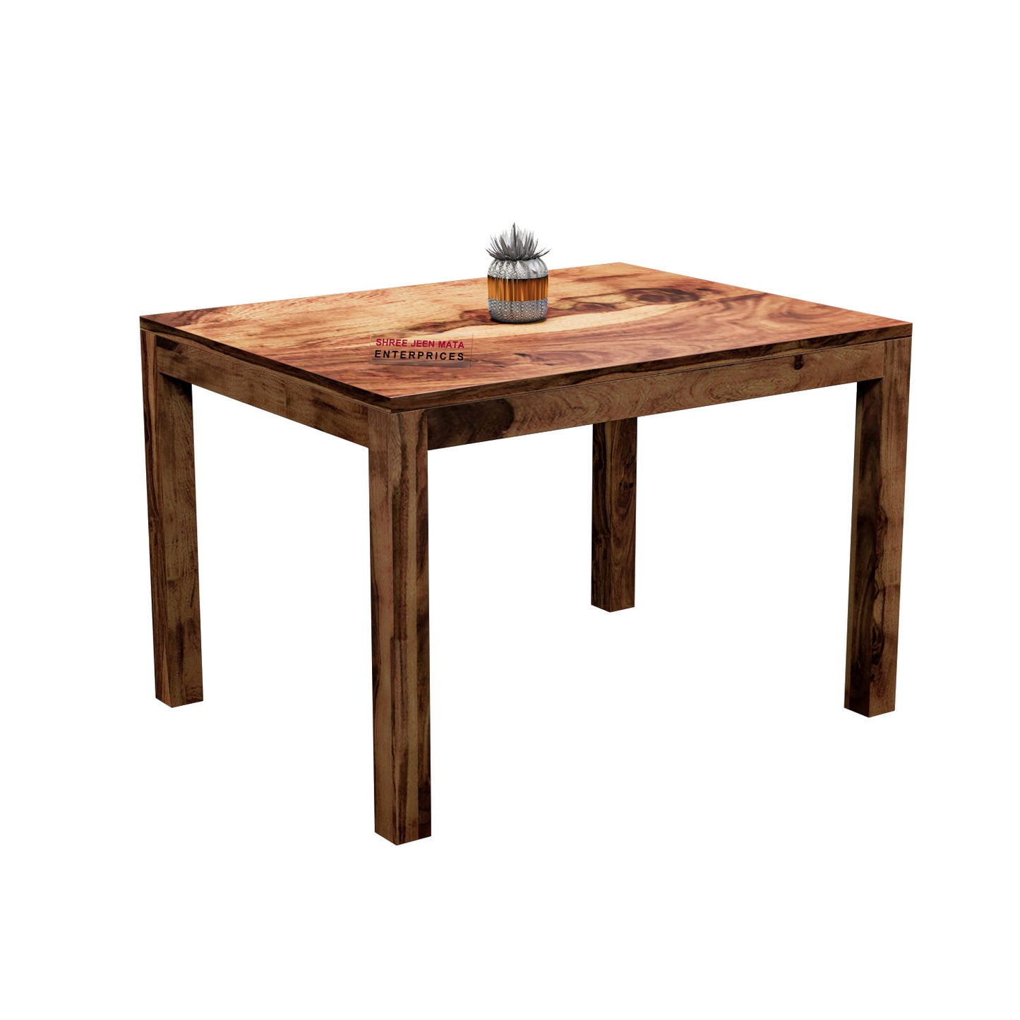 Solid Wood 4 Seater Dining Table Set with 4 Cushioned Chairs
