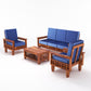 Solid Wood 5 Seater Sofa Set (3 Seater + 2 Single Seaters) | Natural & Walnut Finish with Cushioned Comfort