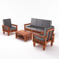 Solid Wood 5 Seater Sofa Set (3 Seater + 2 Single Seaters) | Natural & Walnut Finish with Cushioned Comfort