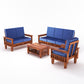 Premium Solid Wood 6 Seater Sofa Set (3+2+1) with Cushioned Seating | Natural & Walnut Finish
