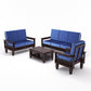 Premium Solid Wood 6 Seater Sofa Set (3+2+1) with Cushioned Seating | Natural & Walnut Finish