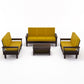 Solid Wood 7 Seater Sofa Set (3+2+2) with Cushioned Seating | Natural & Walnut Finish Wooden Sofa