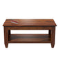 Handcrafted Solid Wood Coffee Table with Slatted Sides & Open Storage Shelf