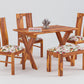 Solid Wood 4 Seater Dining Table Set | 3 Cushioned Chairs & 1 Bench