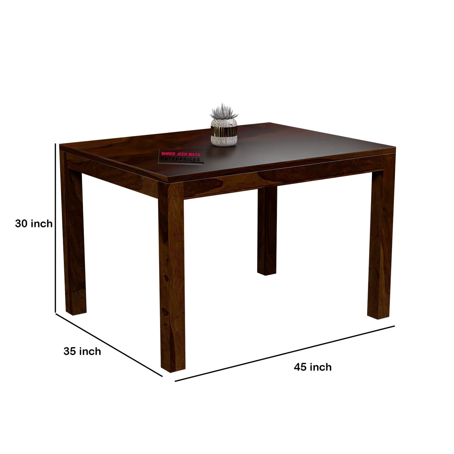 Solid Wood 4 Seater Dining Table Set with 4 Cushioned Chairs