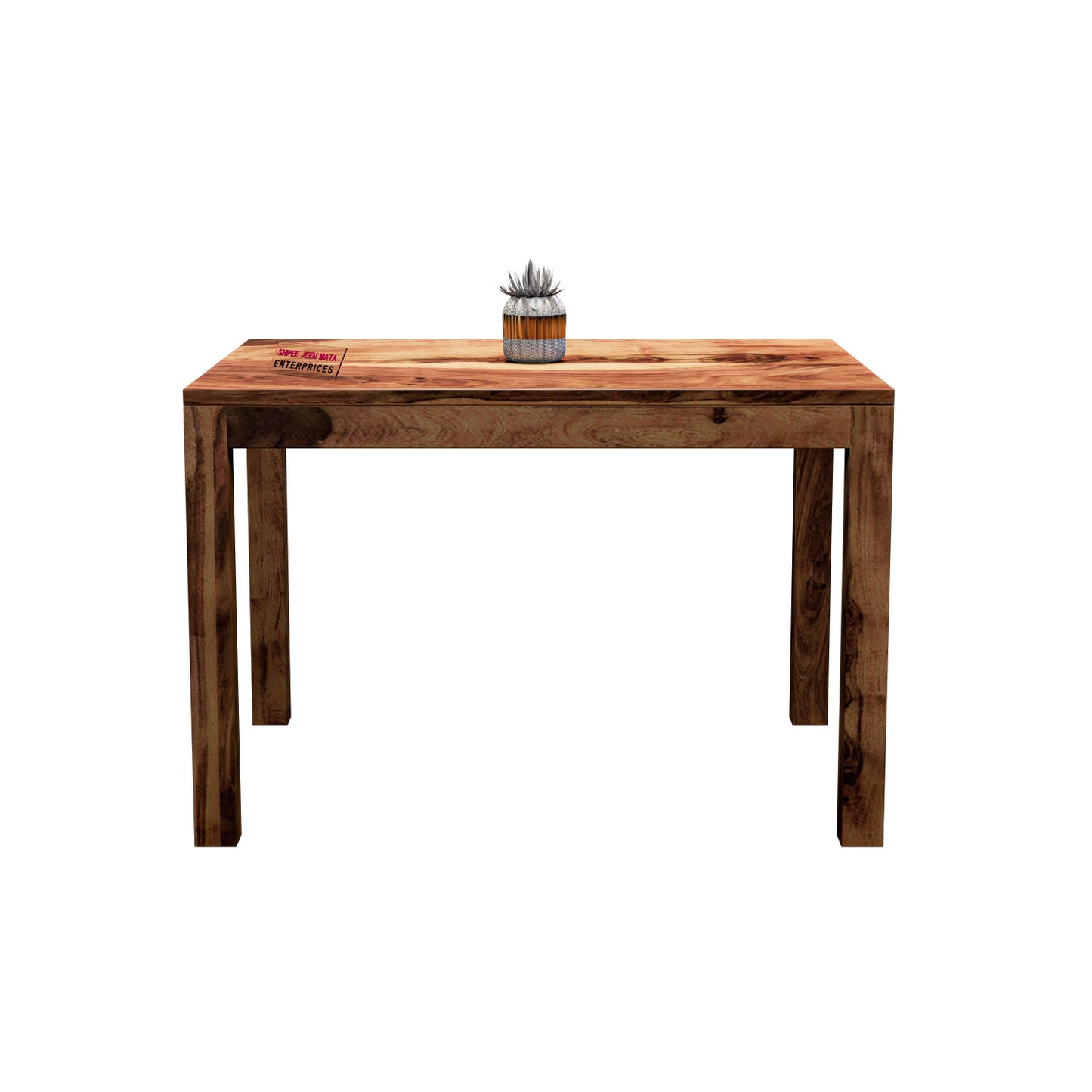 Solid Wood 4 Seater Dining Table Set with 4 Cushioned Chairs