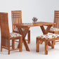 Solid Wood 4 Seater Dining Table Set with Foam Cushioned Chairs & Bench