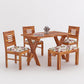 Solid Wood 4 Seater Dining Table Set with Foam Cushioned Chairs & Bench
