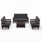 Solid Wood 7 Seater Sofa Set (3+2+2) with Cushioned Seating | Natural & Walnut Finish Wooden Sofa