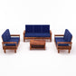 Solid Wood 7 Seater Sofa Set (3+2+2) with Cushioned Seating | Natural & Walnut Finish Wooden Sofa