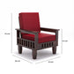 Solid Wood Single Seater Sofa with Natural & Walnut Finish and Cushioned Comfort