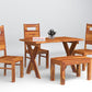 Solid Wood 4 Seater Dining Table Set with 3 Chairs & 1 Bench