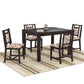 Solid Wood 4 Seater Dining Table Set with 4 Cushioned Chairs