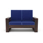Solid Wood 2 Seater Sofa | Natural & Walnut Finish Wooden Sofa with Cushioned Comfort
