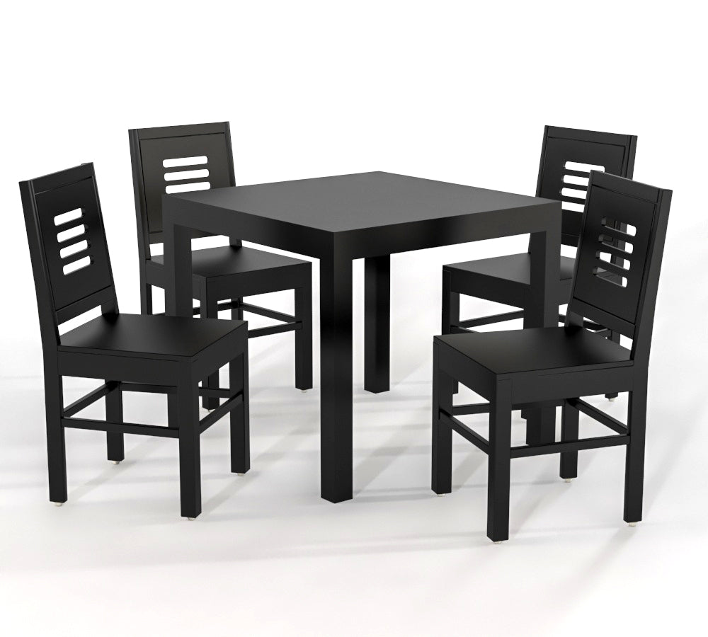 Solid Wood 4 Seater Dining Table Set with 4 Wooden Chairs