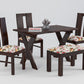 Solid Wood 4 Seater Dining Table Set | 3 Cushioned Chairs & 1 Bench