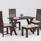 Solid Wood 4 Seater Dining Table Set with Foam Cushioned Chairs & Bench