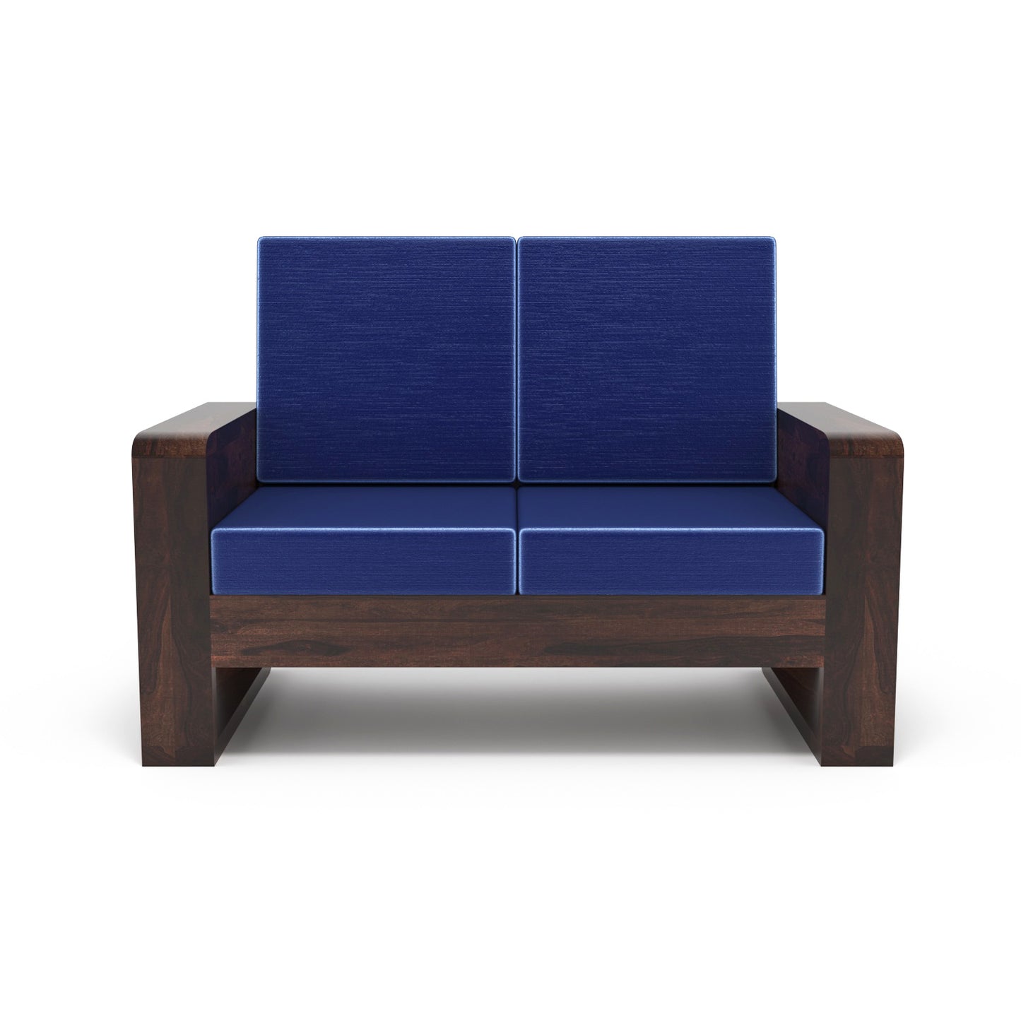 Solid Wood 7 Seater Sofa Set (3+2+2) | Natural & Walnut Finish Wooden Sofa with Cushions