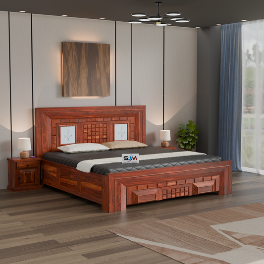 Luxury King Size Wooden Storage Bed for bedroom