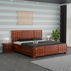 Luxury Sheesham Wood King Size Bed with storage for Home