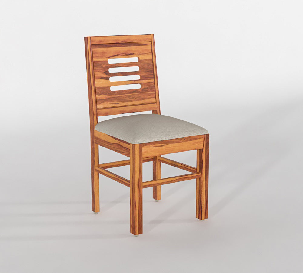 Solid Wood 6 Seater Dining Table Set with Cushioned Chairs