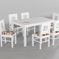 Solid Wood 6 Seater Dining Table Set with Cushioned Chairs