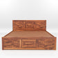 Solid Wood Storage Bed with Designer Panel Headboard – King Size Wooden Bed