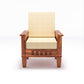 Solid Wood 5 Seater Sofa Set (3 Seater + 2 Single Seaters) | Natural & Walnut Finish with Cushioned Comfort
