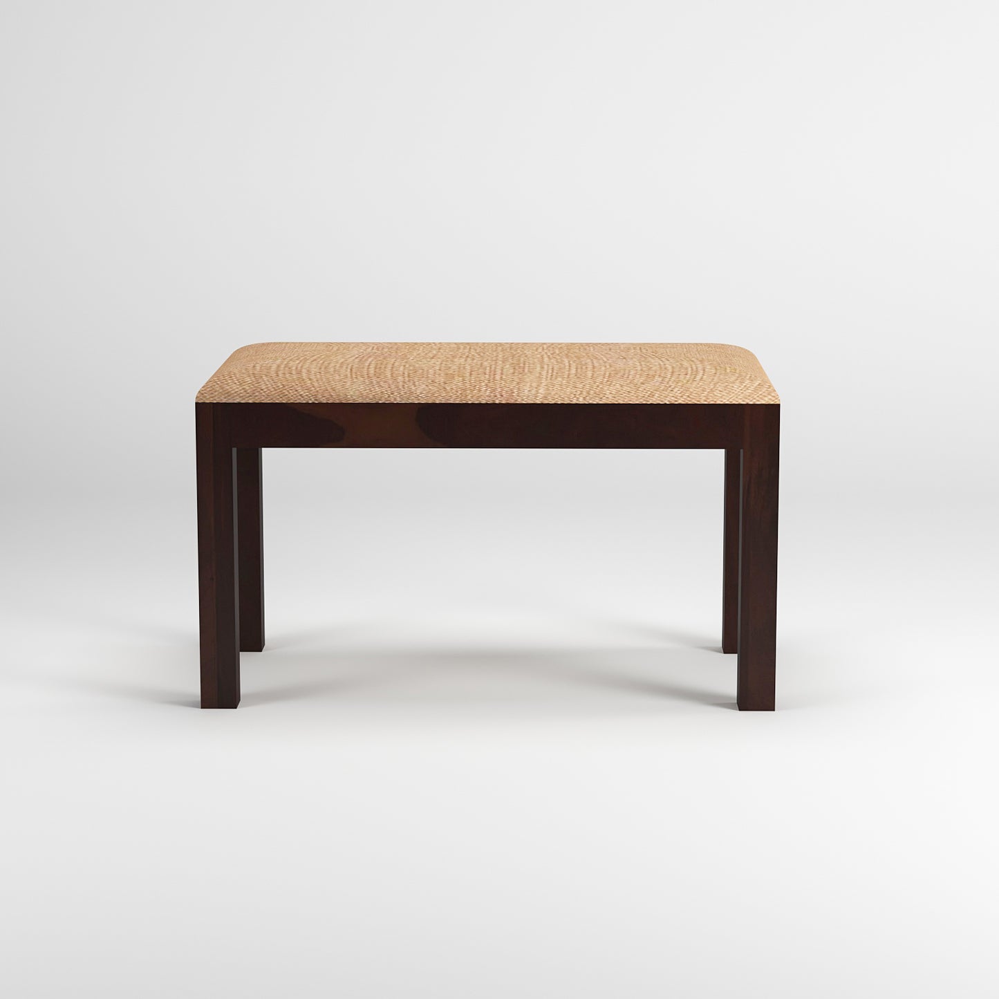 Modern Solid Wood Dining Bench with Upholstered Top