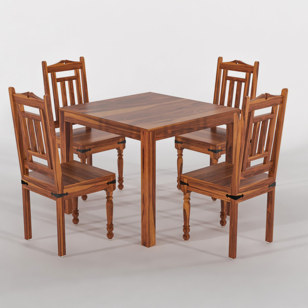 Solid Wood 4 Seater Dining Table Set with Chairs