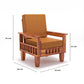 Solid Wood Single Seater Sofa with Natural & Walnut Finish and Cushioned Comfort
