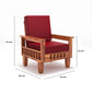 Solid Wood Single Seater Sofa with Natural & Walnut Finish and Cushioned Comfort