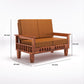 Premium Solid Wood 6 Seater Sofa Set (3+2+1) with Cushioned Seating | Natural & Walnut Finish