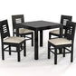 Solid Wood 4 Seater Dining Table Set with Cushioned Chairs