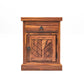 Solid Wood Bedside Table with Chevron Design Door & Drawer