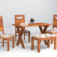 Solid Wood 4 Seater Dining Table Set with 3 Chairs & 1 Upholstered Bench