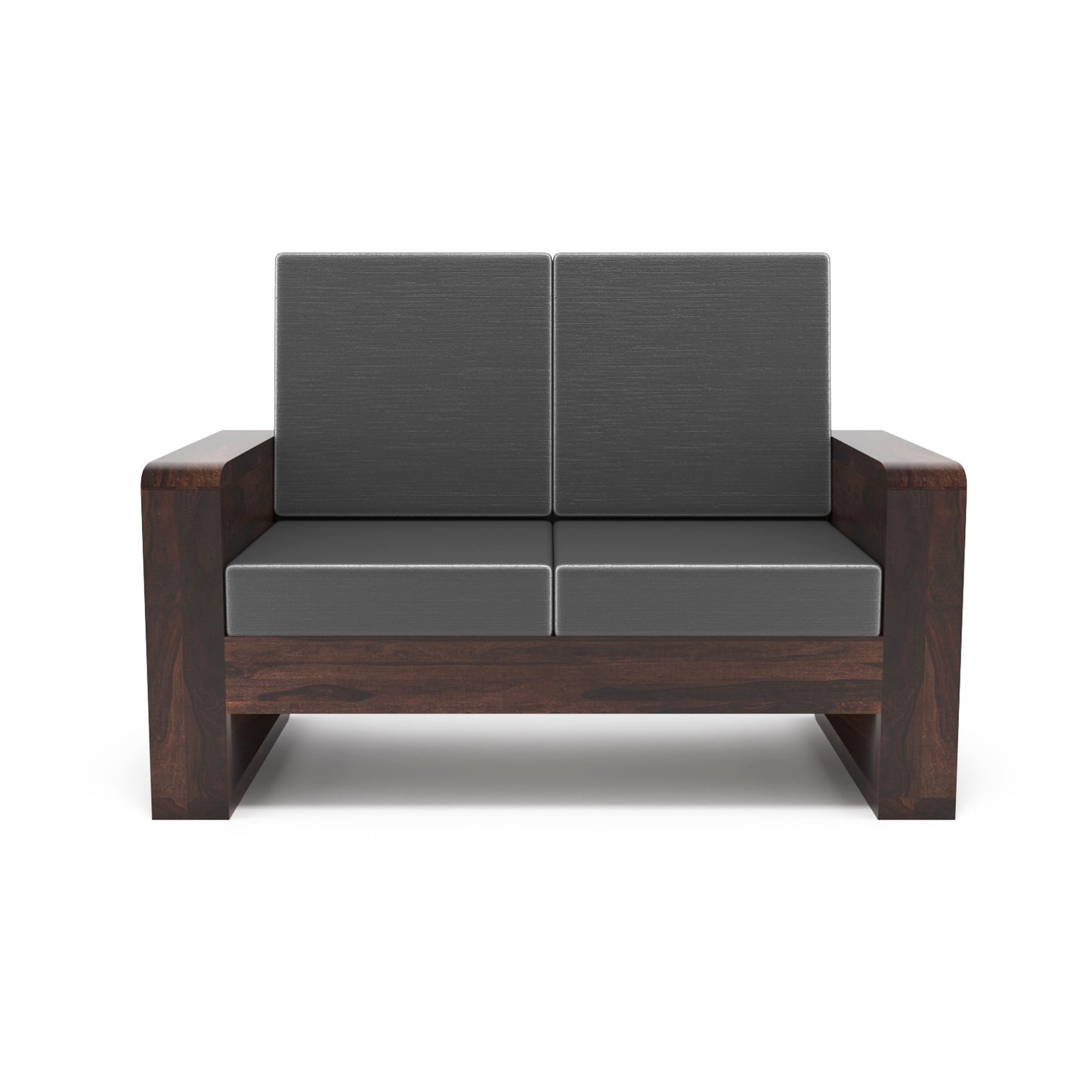 Solid Wood 7 Seater Sofa Set (3+2+2) | Natural & Walnut Finish Wooden Sofa with Cushions
