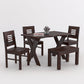 Modern Solid Wood 4 Seater Dining Table Set with 3 Chairs & 1 Bench