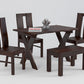 Modern Solid Wood 4 Seater Dining Set with Chairs & Bench