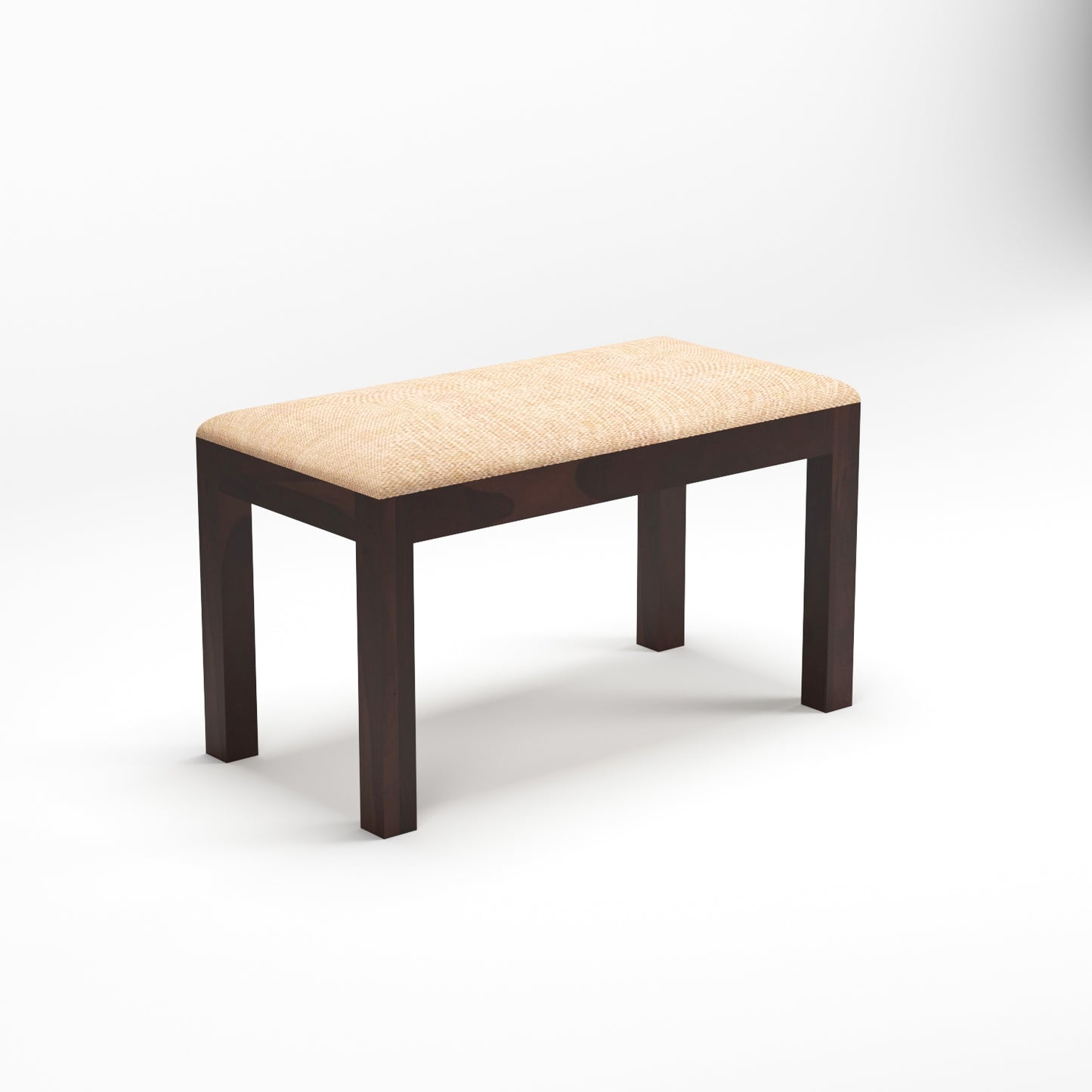 Modern Solid Wood Dining Bench with Upholstered Top
