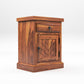 Solid Wood Bedside Table with Chevron Design Door & Drawer