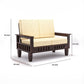 Premium Solid Wood 2 Seater Sofa with Cushions | Natural & Walnut Finish