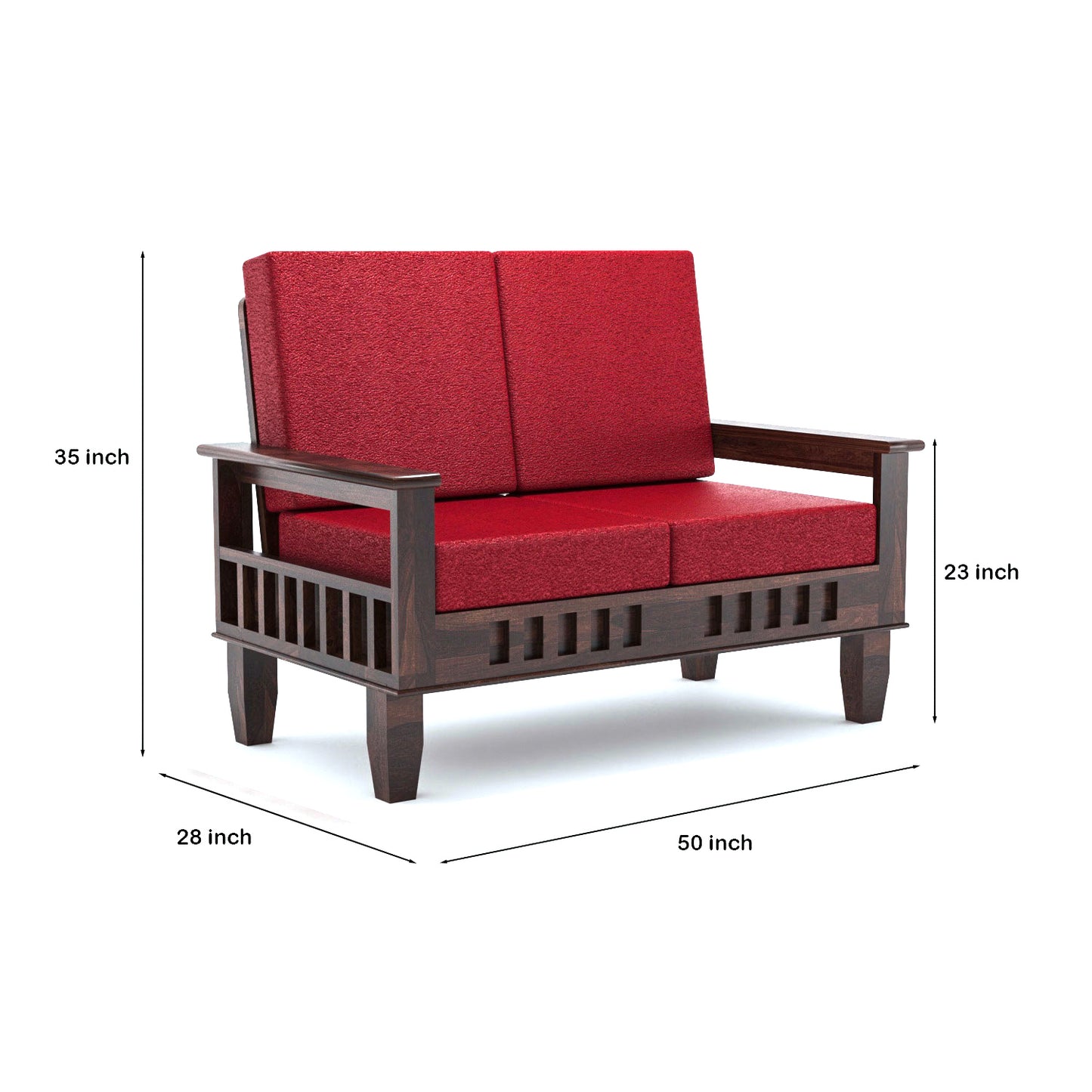 Premium Solid Wood 6 Seater Sofa Set (3+2+1) with Cushioned Seating | Natural & Walnut Finish
