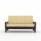Solid Wood Three Seater Sofa with Cushioned Seating | Natural & Walnut Finish Wooden Sofa