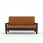 Solid Wood 5 Seater Sofa Set (3 Seater + 2 Single Seaters) | Natural & Walnut Finish with Cushioned Comfort