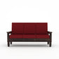 Solid Wood Three Seater Sofa with Cushioned Seating | Natural & Walnut Finish Wooden Sofa