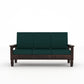 Solid Wood Three Seater Sofa with Cushioned Seating | Natural & Walnut Finish Wooden Sofa
