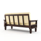 Solid Wood Three Seater Sofa with Cushioned Seating | Natural & Walnut Finish Wooden Sofa