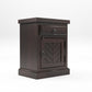 Solid Wood Bedside Table with Chevron Design Door & Drawer