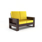 Solid Wood 6 Seater Sofa Set (3+2+1) | Natural & Walnut Finish Wooden Sofa with Cushions